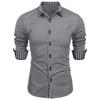Splicing Plaid Shirt Men's Cardigan