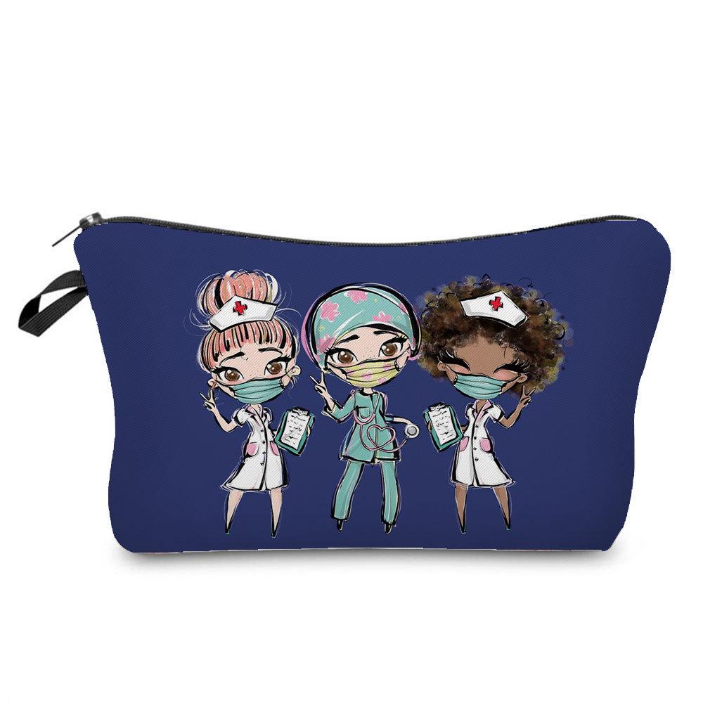 Women Nurse Print Cosmetic Bag Toiletries Organize Travel Storage Case  6443
