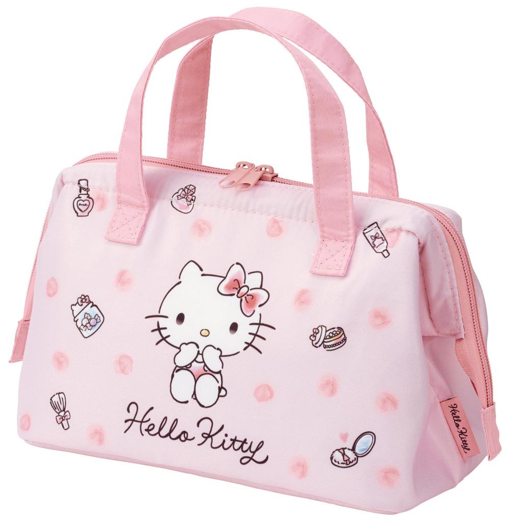 Skater Lunchtasche, Isoliert, Klippverschluss-Geldbörse, Damen, Sanrio, Hello Kitty, Aquarell-Kosmetik, KGA1-A