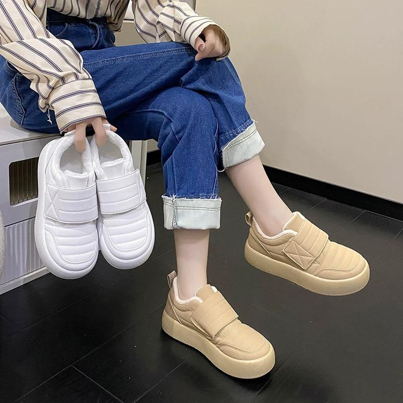 Women's Fur One Thick Bottom Winter Lightweight Warm Snow Boots Non-slip Wear-resistant Casual Sneakers Cotton Boots Board Shoes