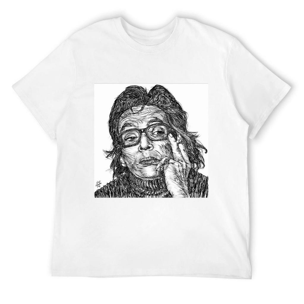 MARGUERITE DURAS ink portrait .1 T-Shirt tops blanks shirts graphic tee oversized t shirt t shirts for men cotton