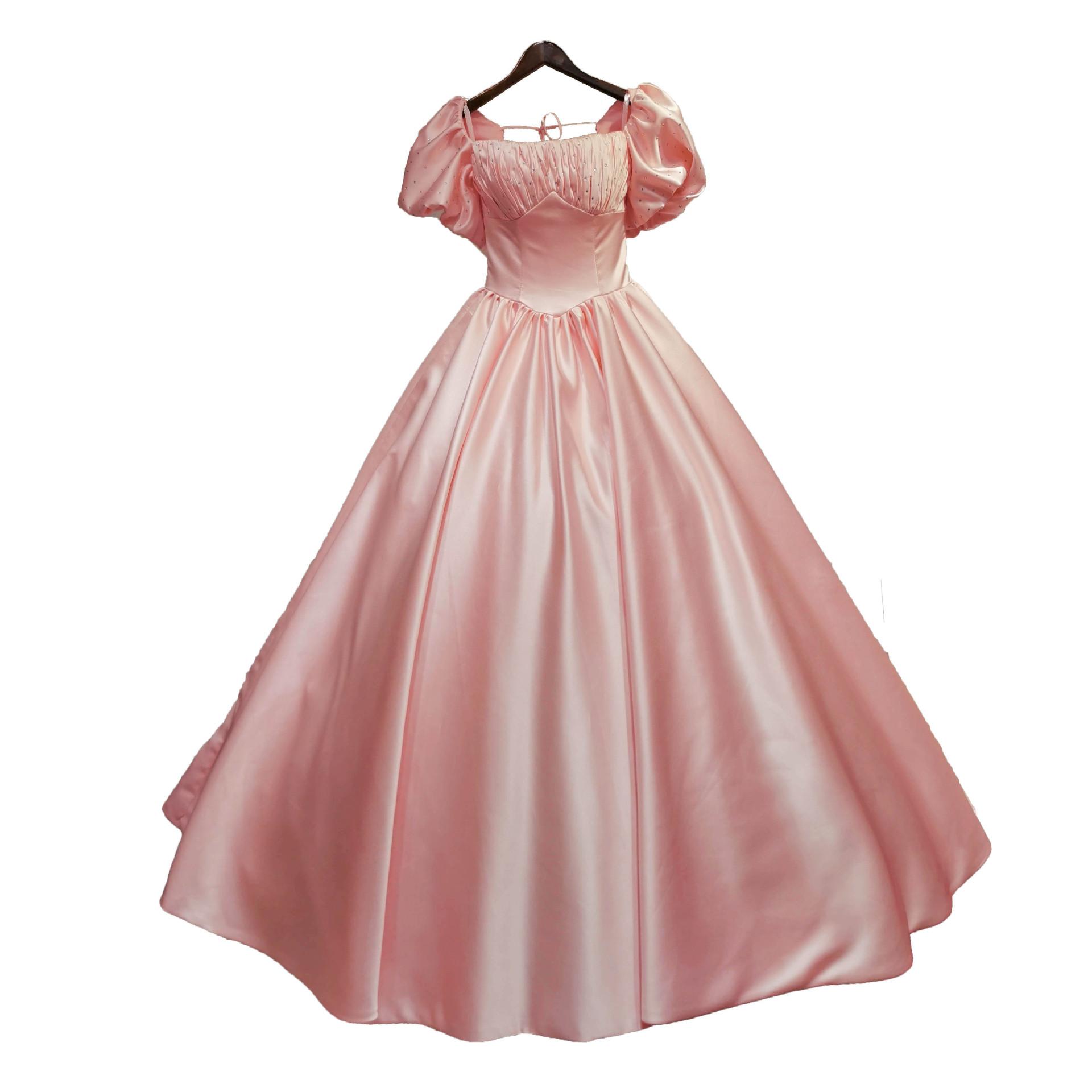 Red satin evening dress slim solo