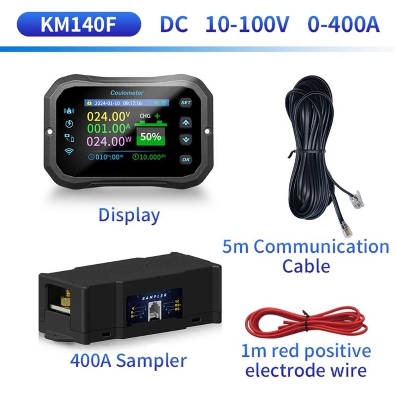 1 Set Battery Coulomb Counter Power Volt Ammeter for Lithium Batteries with Intelligent Safe Features Cable Included