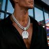 Men's Hot Selling Street Hip-hop Cuban Necklace In Europe and America, Full Diamond Emoji Pendant Jewelry, Cuban Necklace