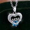 Crystal Luxury White Zircon Stone Heart Mom Letter Pendant Necklace Vintage Wedding Jewelry For Women Mother's Day Gift