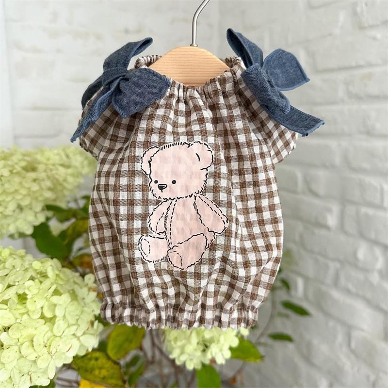 Cartoon Denim Dress Cats Dogs Teddy Bichon Female Pet Clothes