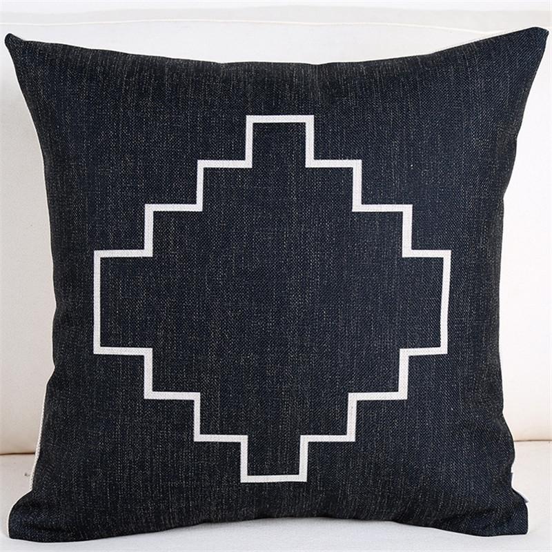 Personalisierte Schwarz-Weiß Dekorative Kissenhülle Geometrie Polyester Sitz-Taillen-Kissenbezug für Sofa Heimdeko