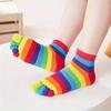 1 Pair New Colorful Five Finger Socks Rainbow Striped Sweat Absorbing Women Toe Socks Floor Socks Comfort Cotton Yoga Socks