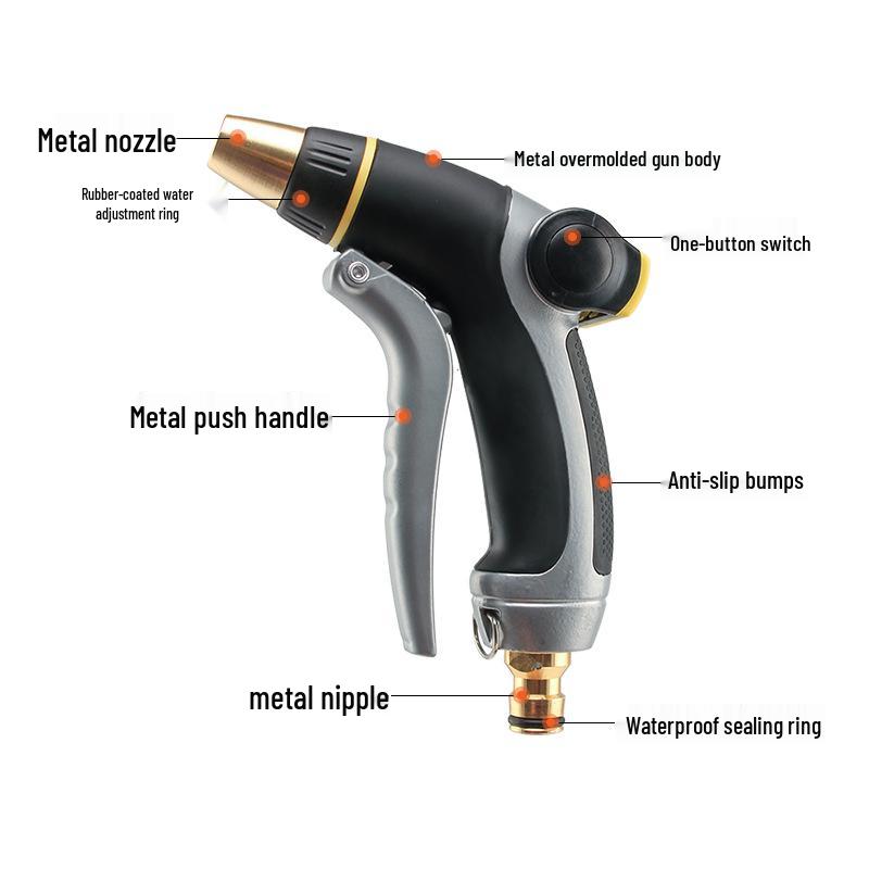 High-Pressure Rubberized Water Gun for Cleaning, Watering, and Car Wash
