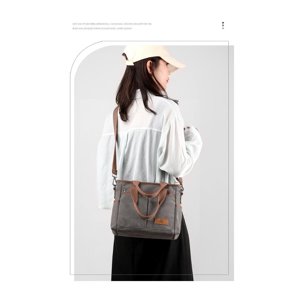 Korean Minimalist Large Canvas Women Crossbody Bag, Durable Washable Versatile Handbag For Office Commute School Life And Weekend Shopping Activities