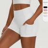 Womens High-Waisted 3/4 Length Yoga Leggings With Pockets Breathable Workout Shorts Fitness Training