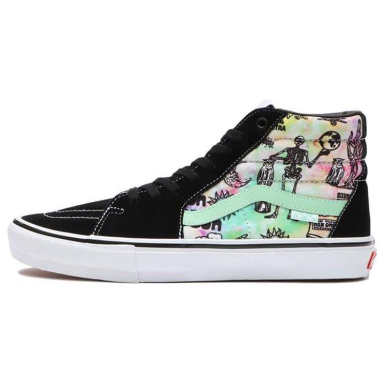 Vans Shroom Doom Skate SK8-Hi Унисекс Высокие Кеды для Скейтбординга Черный Розовый Зеленый Ткань Кожа VN0A5FCCAPI 38