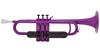 ZO Plastic Trumpet TP-04BK, Purple with Black Trim, Lightweight 515g Body, for Beginners and Kids, Resin Mouthpiece & Soft Case Included