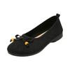 Womens Vintage Suede Bow Round Toe Low Cut Ballet Flats Slip On Casual Shoes with Soft Sole Lightweight Design