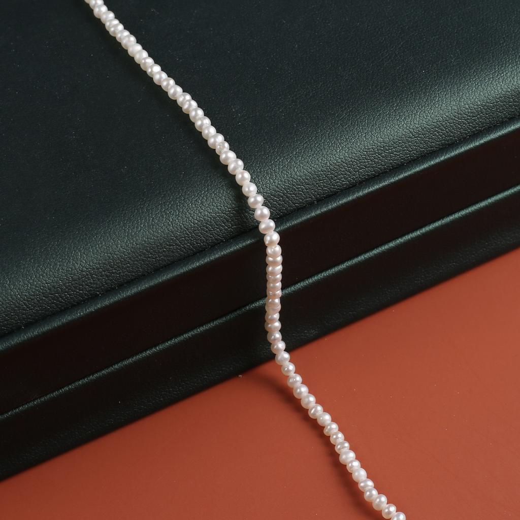 1String, White Natural Freshwater Pearl, Handmade Punch Pearl Beads, 2-3mm, for DIY Necklaces Bracelets Supplies, Women Crafts 36cm