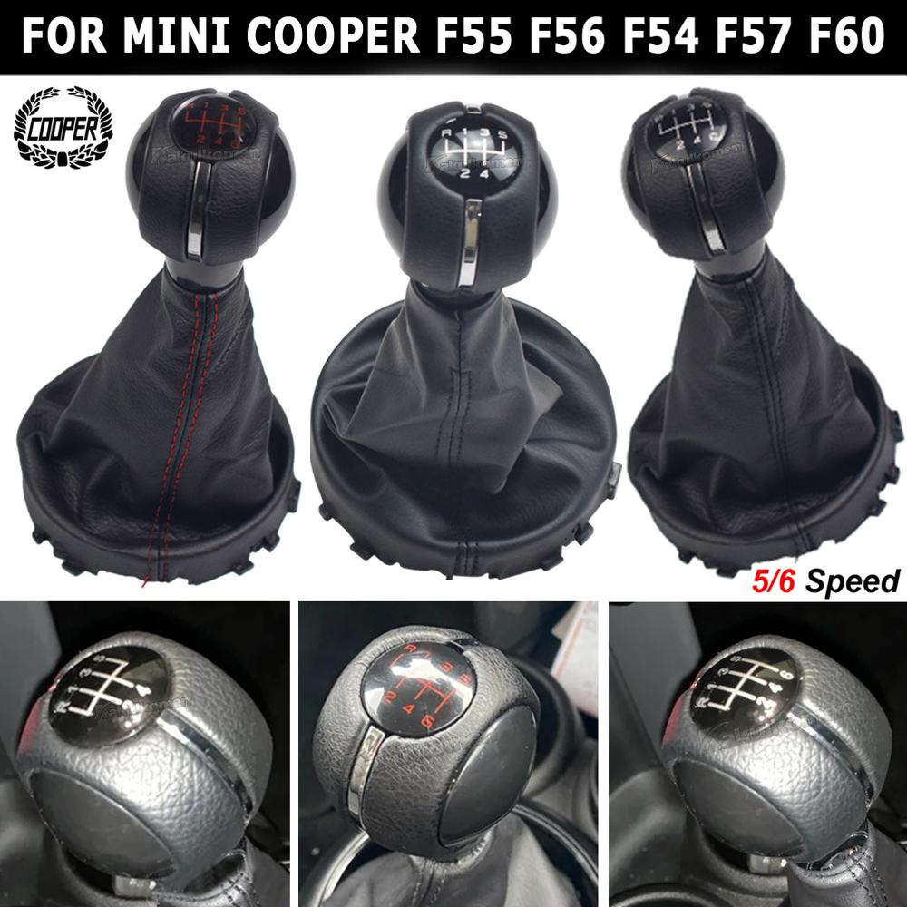 5 6 Speed Car Manual Gear Shift Knob Stick Lever HandBall Cover Leather Replacement For Mini Cooper F54 F55 F56 F57 F60