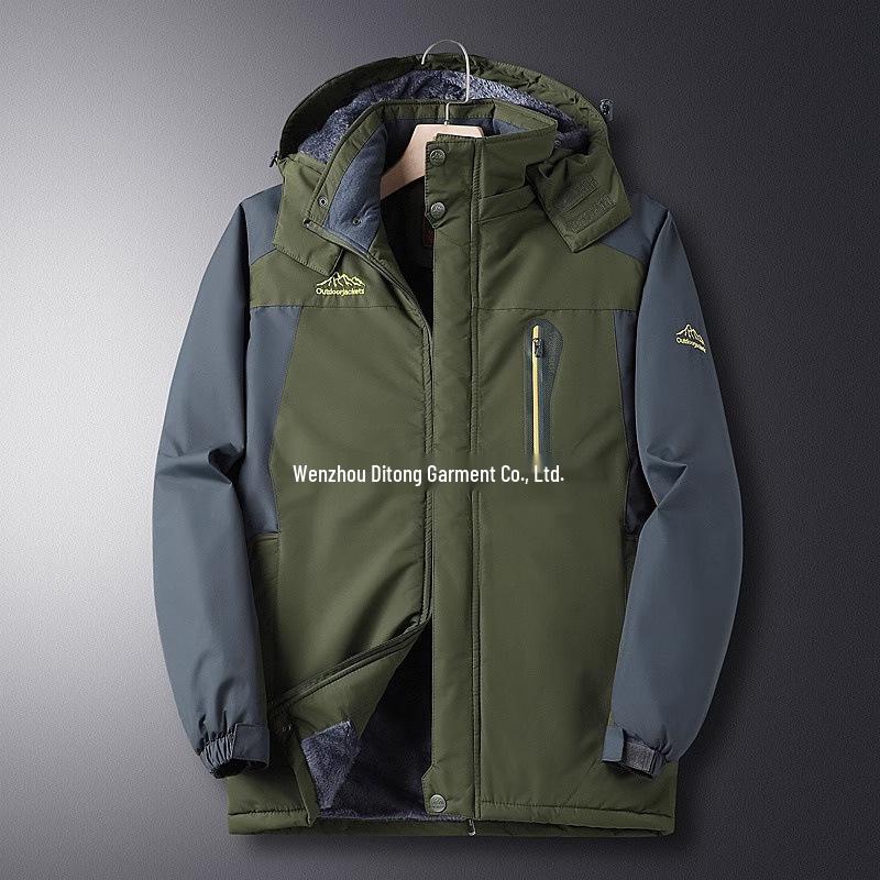 Men's 2025 Autumn/Winter Plus Size Thick Fleece-Lined Warm Cotton Jacket for Middle-Aged