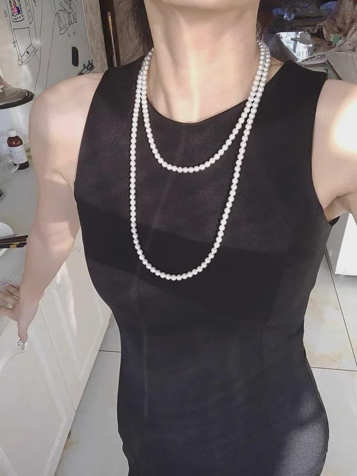 120cm Shijia Pearl Multi-Layered High-Gloss Long Necklace