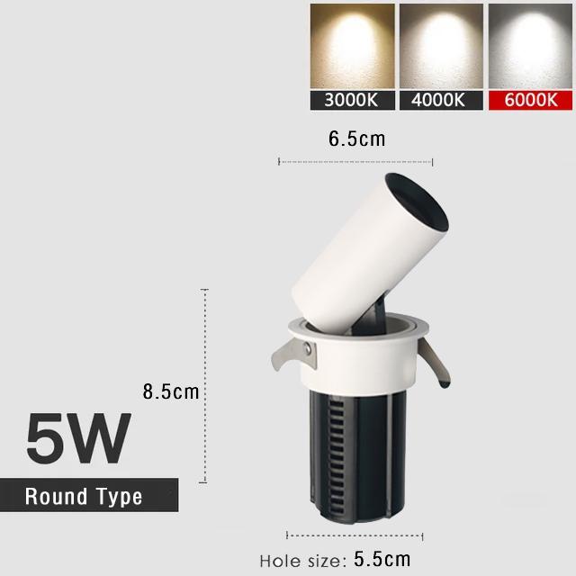 Dimmable LED Downlight Aluminum Recessed Stretch rotation 5W 7W 12W 18W 25W 30W Chip COB Spot Light Ceiling Lamp AC85-265V