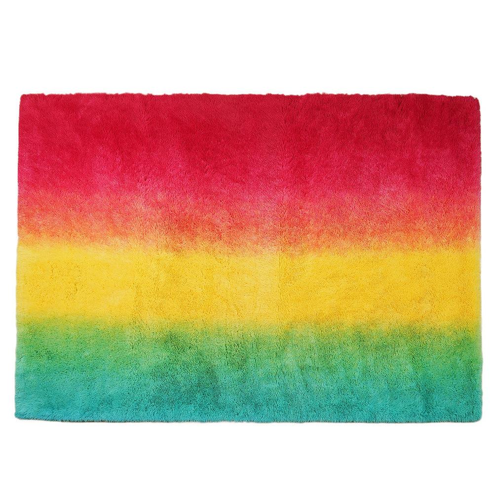 Thickened Tie Dye Gradient Carpet Long Plush Living Room Bedroom Coffee Table Bedside Carpet Entrance Mat
