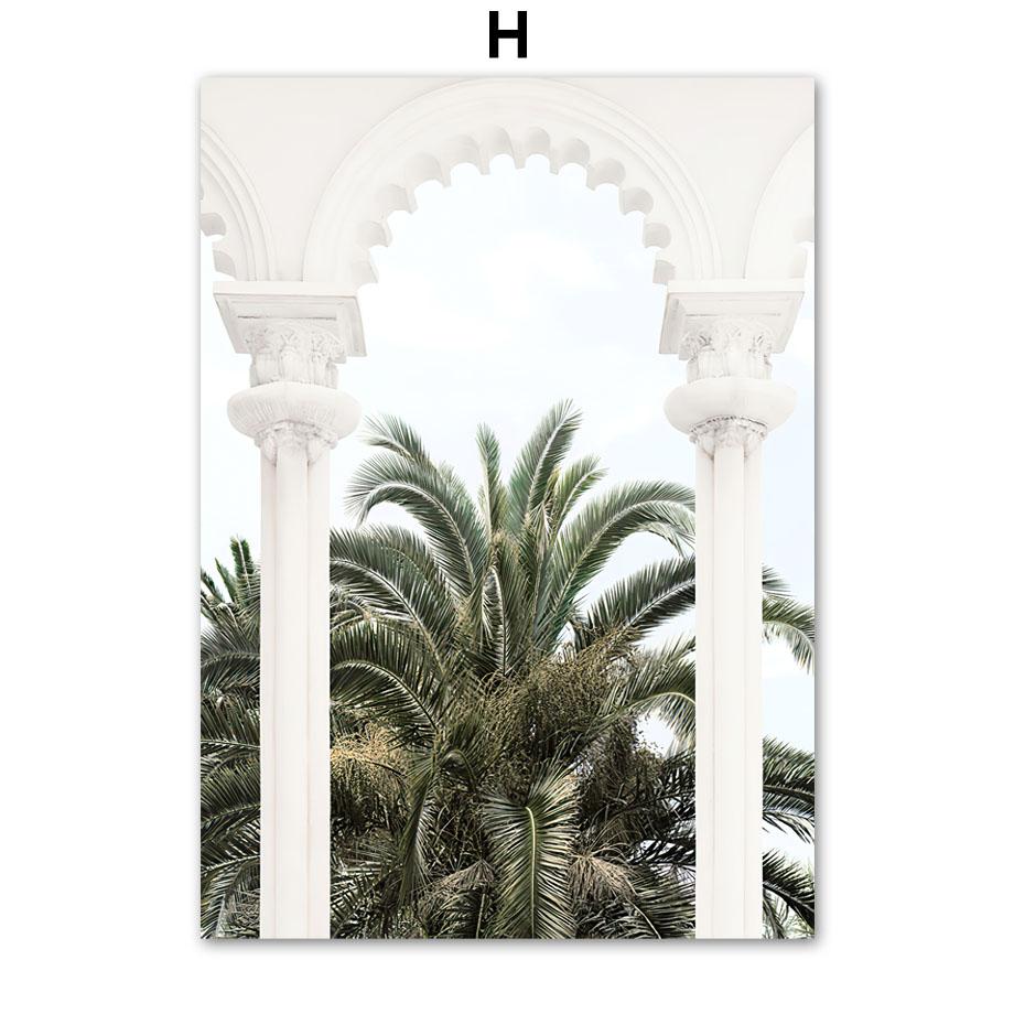 Strand Wellen Palme Garten Bogen Goldene Blätter Nordic Poster Wand Kunstdruck Leinwand Malerei Home Decor Bilder Für Wohnzimmer