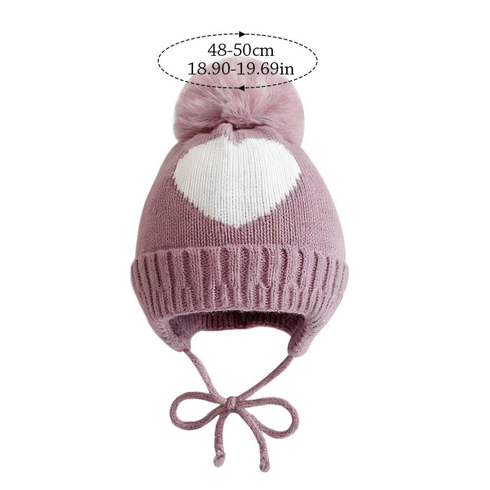 0-3Year Solid Color Baby Knitted Hat Plush Ball Children Warm Cap Beanie Hats Newborn Toddler