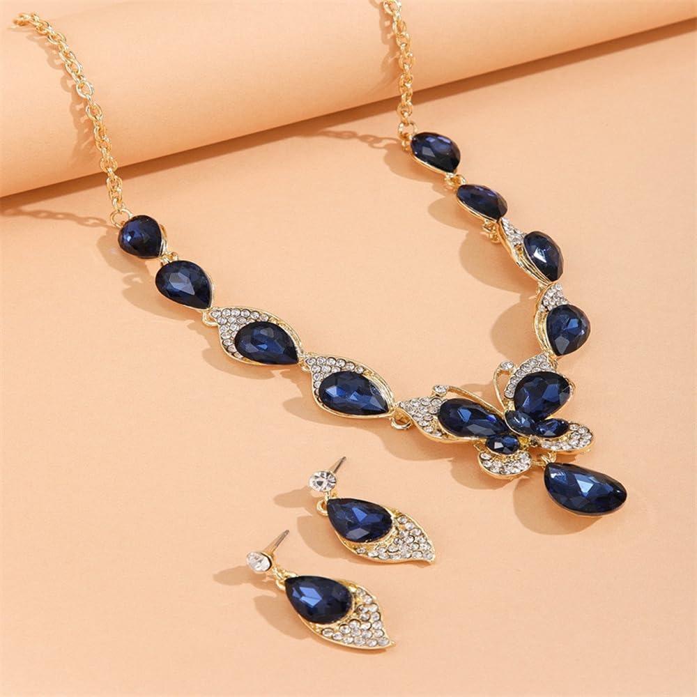 Latest Stylish Design Fancy Wedding Party Crystal Necklace Jewellery Set for Women