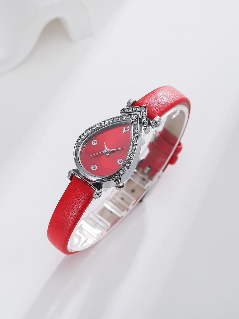 Damen-Quarz-Armbanduhr mit Strasssteinen in Tropfenform - Kreatives, vielseitiges, lässiges Design mit persönlichem Armband