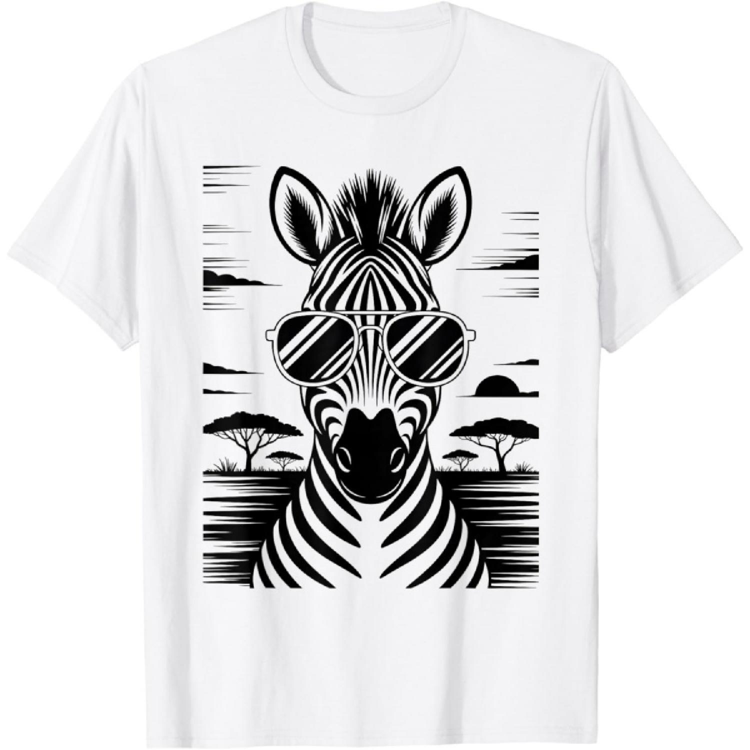 Cool Sunglasses Zebra Zoo Lover Funny Safari Animal T-Shirt XXXXXL белый