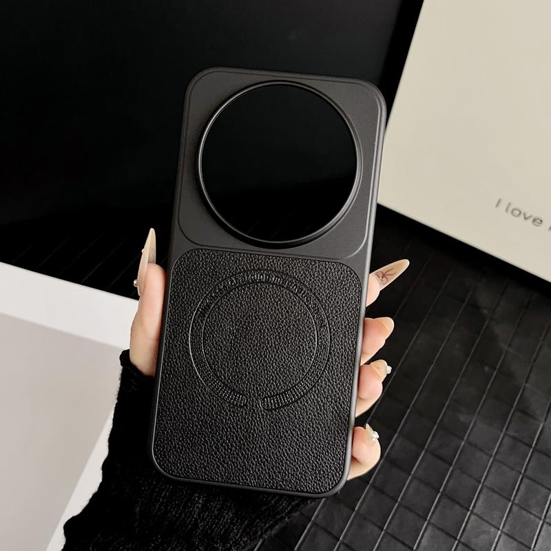 

For Xiaomi 17 Ultra Case Embossed Litchi Pattern Leather Magnetic Wireless Charging Anti-Fingerprint Comfortable Grip Soft Cover Xiaomi 17 Ultra