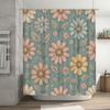 Spring Garden Flower Printed Shower Curtain Blue Floral Decor For Bathroom Accessories Pink, Green, Yellow And White Made In Chi