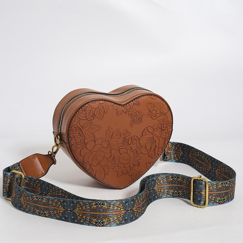 Portamonete Retro Leggero da Donna Pacchi Carino a Forma di Cuore Ecopelle Borsa a Tracolla con Cinturino Regolabile Cartella a Spalla Zaino per Donne