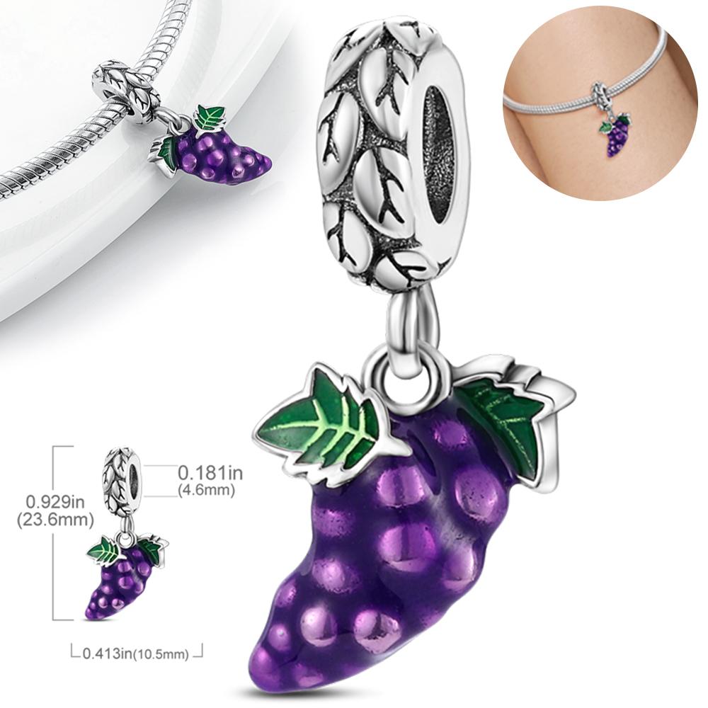 

Purple Grape Fruit Pendants Copper Original Beads Fit Original Charms Bracelet Beads Jewelry Gifts For Women