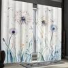 Blue Dandelion Dragonfly Print Curtains Polyester Fabric Suitable Bedroom Living Room Decoration Curtain Machine Washable Ideal For Sitting