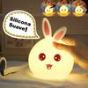 LED Rechargeable Night Light Cute Rabbit Colorful Light Clap Lamp Pat Lamp Night Feeding Baby Bedroom and Kid's Christmas Gift