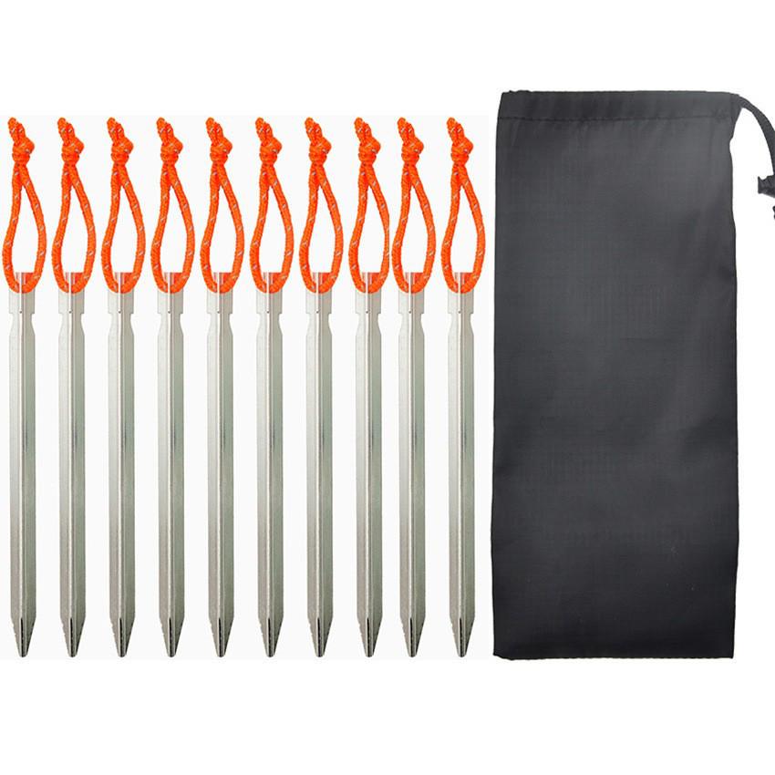 Ultra-light Aluminum Camping Tarp Set: Tent Stakes, Windproof Rope & Buckles, 18cm Triangular Ground Stakes