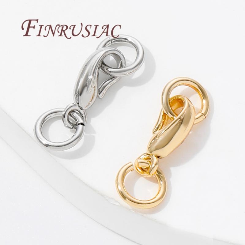 Lock For Jewelry 14K Gold Plated Clasp Hook with Open Ring Connectors For Necklace Accessories Clasps For Jewelry