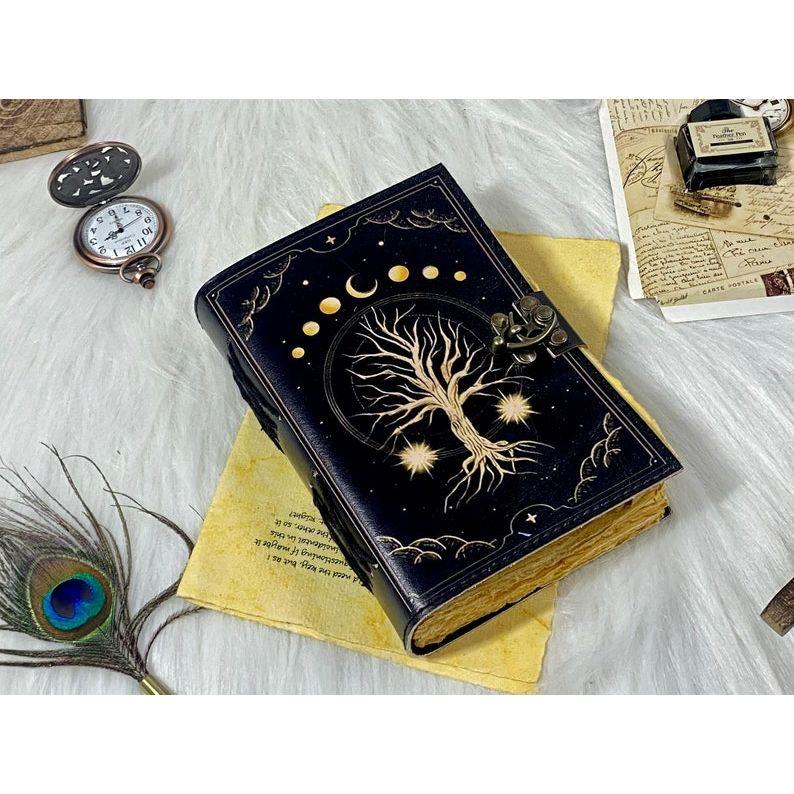 Leather Journal Tree of Life - Genuine Leather Notebooks For Women - Beautiful Journal For Sketches Book Traveling Book Blank Spell Book