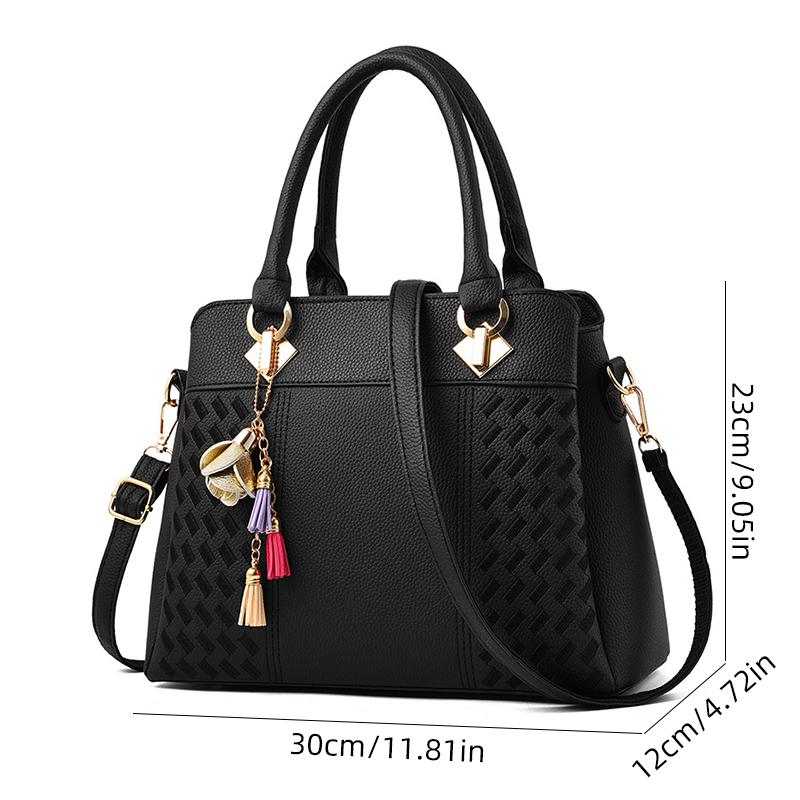 The New Solid Color Embroidered Shoulder Bag Simple and Retro Handbag Trendy Luxury Multi-port Crossbody Bag