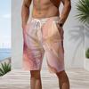 Men Plus Size Printed Beach Shorts Drawstring Waist Side Pockets Straight Leg