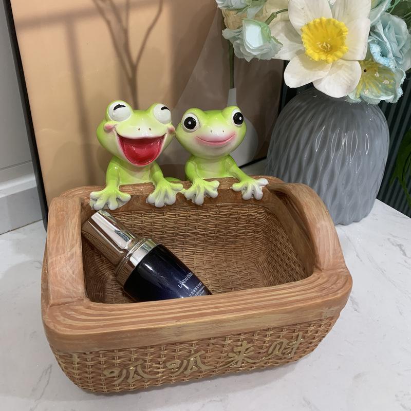 Entrance Key Remote Control, Cute Frog, Storage Basket, Door Shoe Cabinet, Living Room Decoration, Resin Decoration