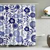 Rideau de douche floral bleu élégant Imperméable Décor de salle de bain Polyester Rideaux de douche Ensemble Linge de bain Décoration de maison XL (72X84 Pouces