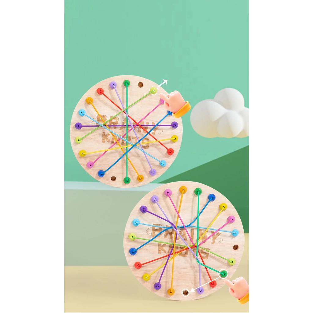 Montessori Kinder Puzzlespiel Seil Entfesselungs-Herausforderung Holzbrett Souptoys Entschlüsselung Logiktraining Puzzlespiel Seile Sortieren