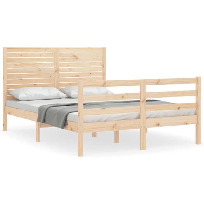 VidaXL Cadre de lit avec tête de lit 120x200 cm bois massif 3195021