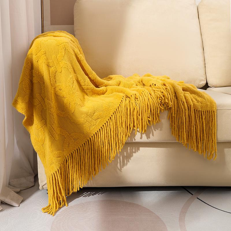 American-Style All-Season Wool Knitted Jacquard Throw Blanket Pillowcase 45x45cm