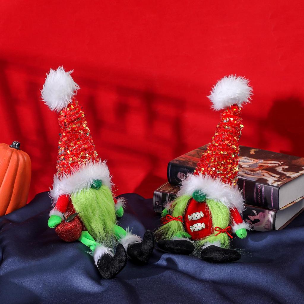 Faceless Grinch Green-Haired Monster Elf Ornament