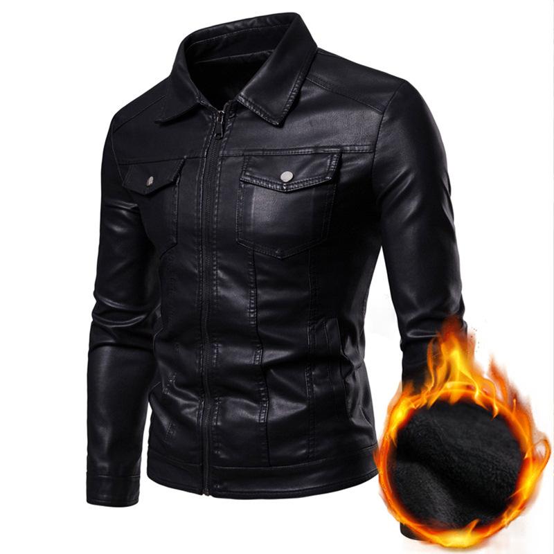 Autumn New Large Size Leather Jacket for Men Men's Leather Jacket Korean Style Slim Lapel Motorcycle Jacket Jacket