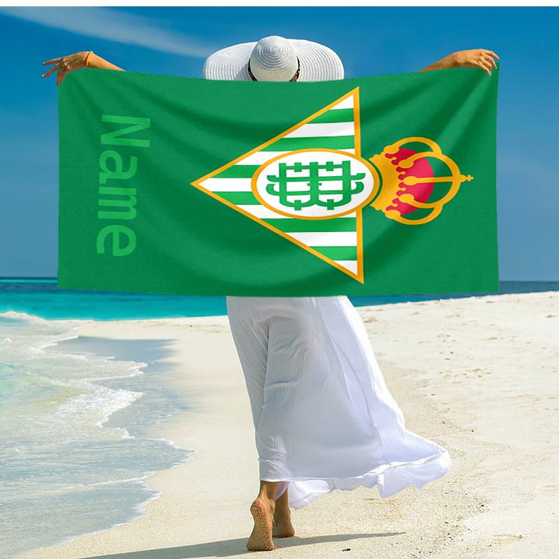 Personlig anpassad proof strandhandduk med mönster från Real Betis Balompié - mjuk, absorberande, snabbtorkande, perfekt för simning, camping och bad