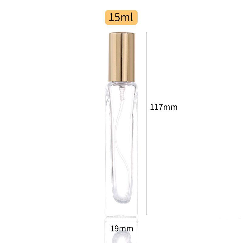 Square Clear Glass 10ml Screw-Top Perfume Atomizer Bottle with Rollerball