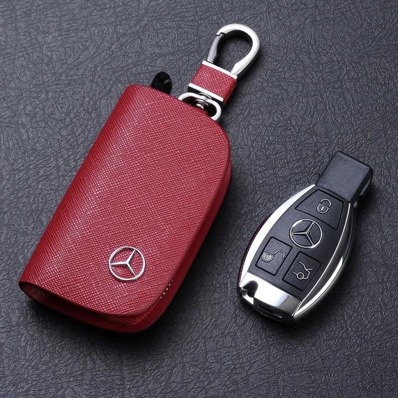 GLC GLB Leather Car Key Case Protection Auto Key Bag Key Chain Cover For Mercedes Benz W176 W177 W204 W205 W212 W213 W206 X156
